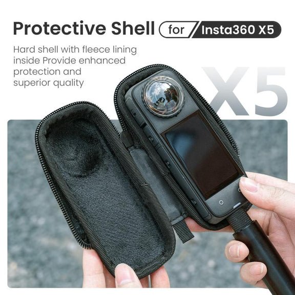 For Insta360 X5 Camera aMagisn Storage Bag Hard Shell Protective Case with Carabiner Clip