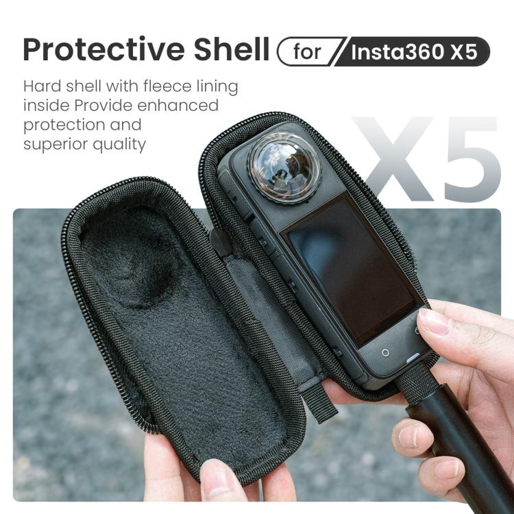 For Insta360 X5 Camera aMagisn Storage Bag Hard Shell Protective Case with Carabiner Clip