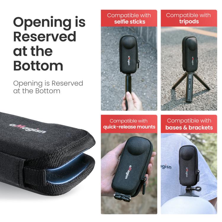 For Insta360 X5 Camera aMagisn Storage Bag Hard Shell Protective Case with Carabiner Clip