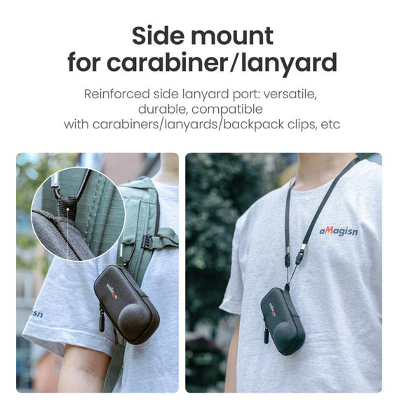 For Insta360 X5 Camera aMagisn Storage Bag Hard Shell Protective Case with Carabiner Clip