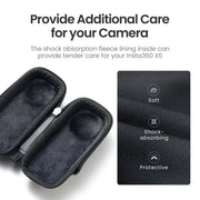 For Insta360 X5 Camera aMagisn Storage Bag Hard Shell Protective Case with Carabiner Clip