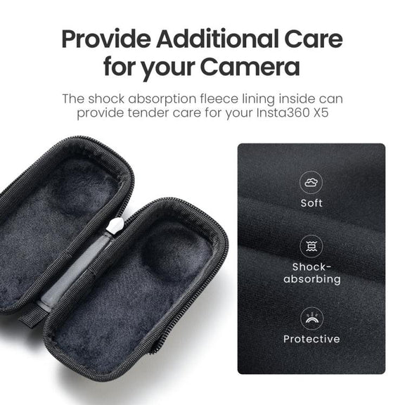 For Insta360 X5 Camera aMagisn Storage Bag Hard Shell Protective Case with Carabiner Clip