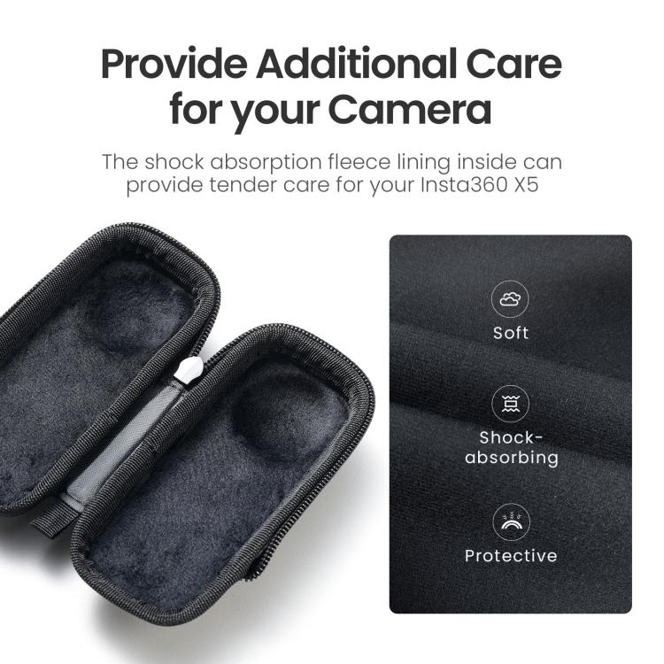 For Insta360 X5 Camera aMagisn Storage Bag Hard Shell Protective Case with Carabiner Clip