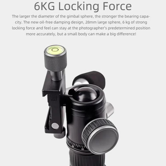 XILETU FM5C-MINI Adjustable 16.5-51cm Aluminum Tripod with 26mm Ball Head 6kg Load Capacity for 360-degree Panoramic Shooting