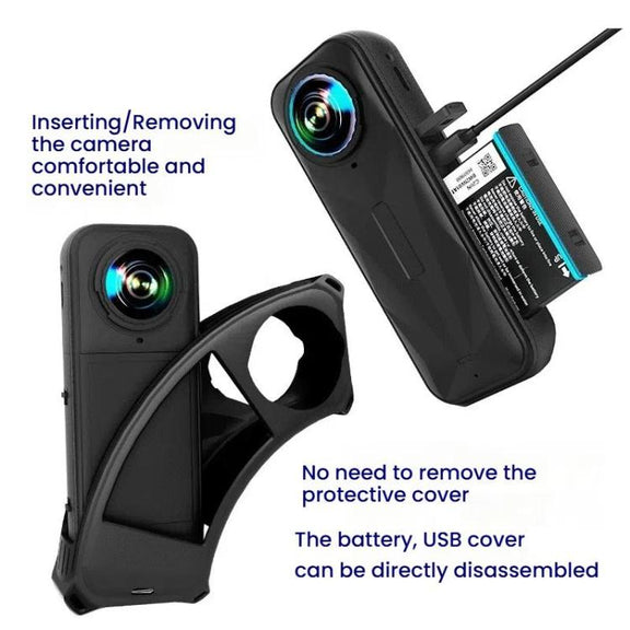 For Insta360 X5 Camera Silicone Cover Case With Lens Cap Shockproof Protective Shell(Black)