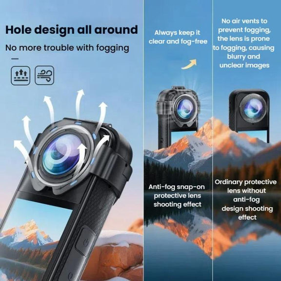 For Insta360 X5 Anti-Fog Snap-On Lens Protector Durable Glass Cover