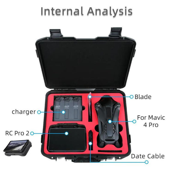For DJI Mavic 4 Pro Creator Combo RC Pro 2 Explosion-Proof Case Storage Box Suitcase With Shoulder Strap(White Pattern)