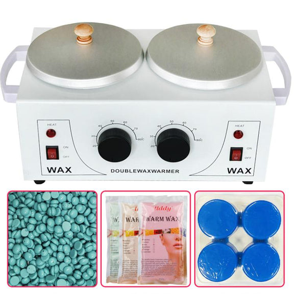 Double Pots Chocolate Melt Machine Temperature Control Hand Wax Machine Hand Heat Stirring Tool(US Plug)