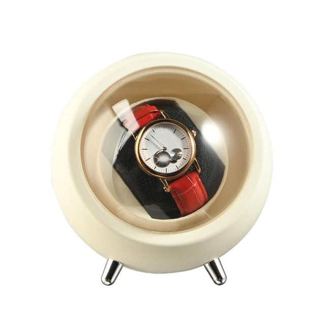 Smart Watch Winder With Anti-Magnetic Protection Silent Operation Dual Power Modes USB/Battery(White)