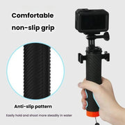 Buoyant Anti-Sink Dive Handle With Dual Cold Shoe Mounts for Action Cameras(Orange)