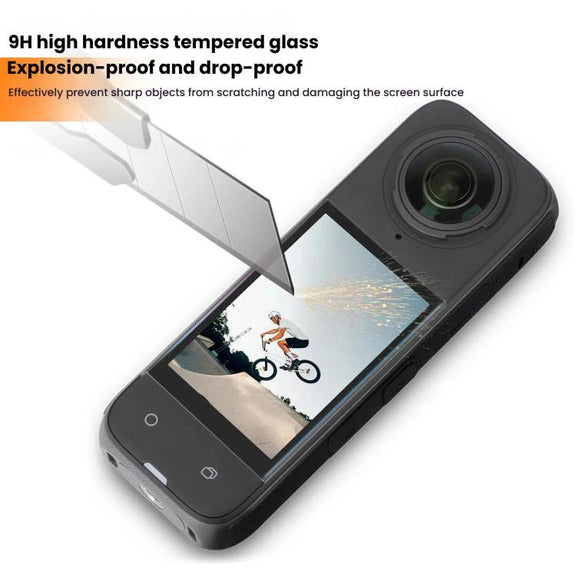 For Insta360 X5 / X4 2sets Sunnylife Curved Tempered Film HD Anti-Explosion Anti-Drop Scratch Protective Film