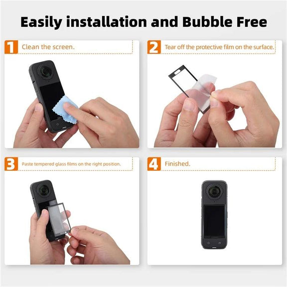For Insta360 X5 / X4 2sets Sunnylife Curved Tempered Film HD Anti-Explosion Anti-Drop Scratch Protective Film