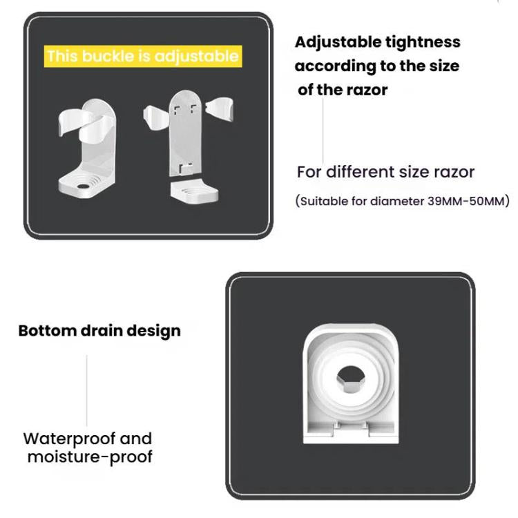 3pcs /Pack Adhesive Hook Rack for Electric Razors Shaver & Beauty Tool Organizer Semi-Open Design for Easy Access(Black)