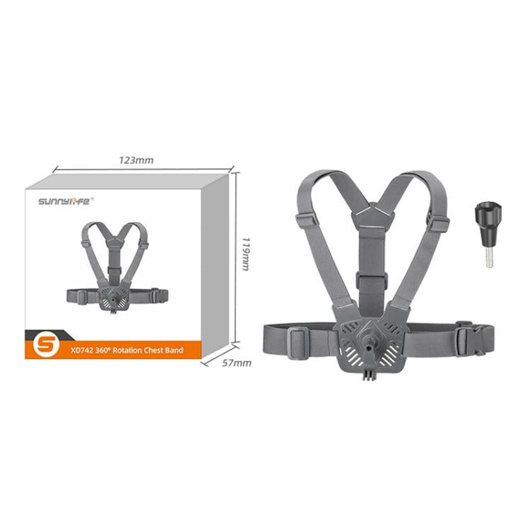 Sunnylife XD742 360 Degree Universal Sports Camera Chest Strap Mount(Gray)