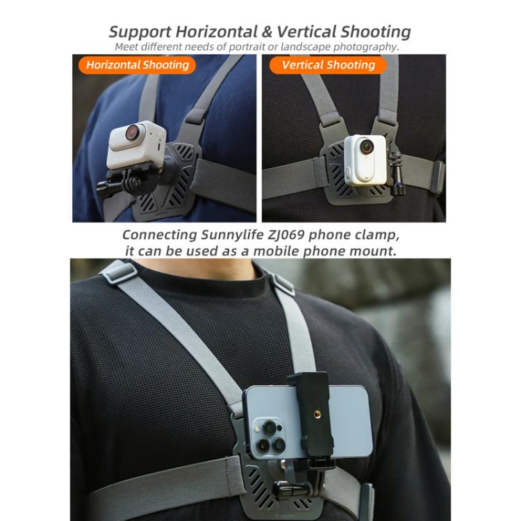 Sunnylife XD742 360 Degree Universal Sports Camera Chest Strap Mount(Gray)