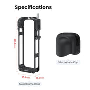 aMagisn Metal Cage for Insta360 X5 Wind Noise Reduction, Shockproof Mount with Dual Cold Shoe(Black)