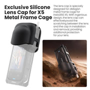 aMagisn Metal Cage for Insta360 X5 Wind Noise Reduction, Shockproof Mount with Dual Cold Shoe(Black)