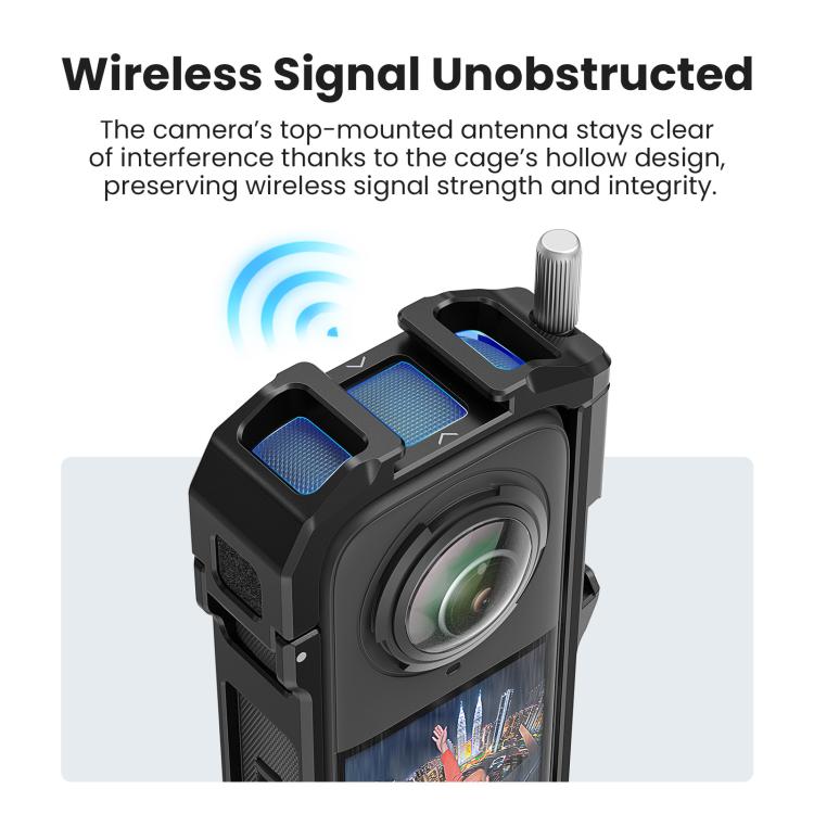 aMagisn Metal Cage for Insta360 X5 Wind Noise Reduction, Shockproof Mount with Dual Cold Shoe(Black)
