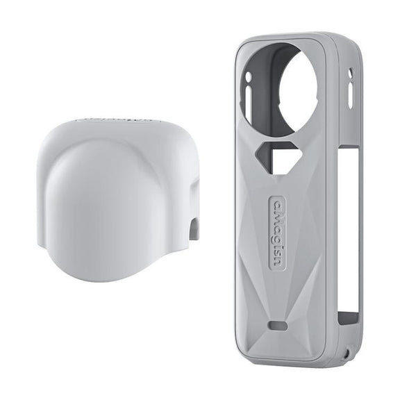 aMagisn Body Case+Lens Cap For Insta360 X5 Action Camera Protective Accessories Gray