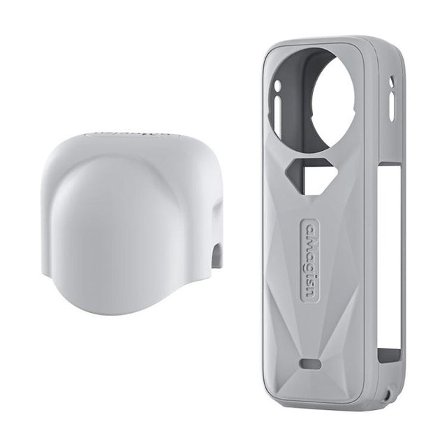 aMagisn Body Case+Lens Cap For Insta360 X5 Action Camera Protective Accessories Gray
