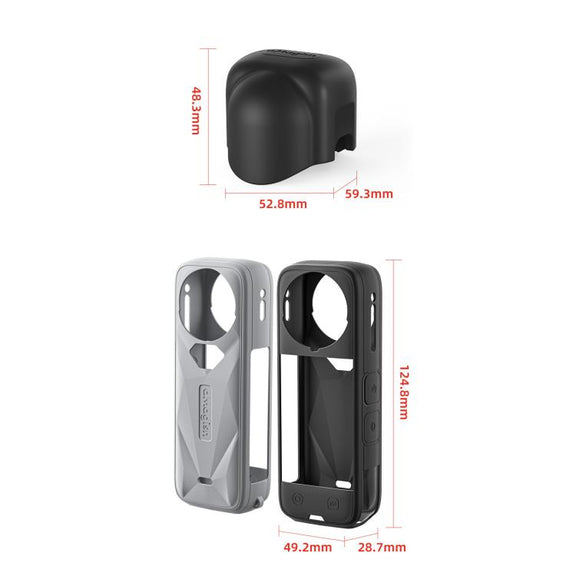 aMagisn Body Case+Lens Cap For Insta360 X5 Action Camera Protective Accessories Gray