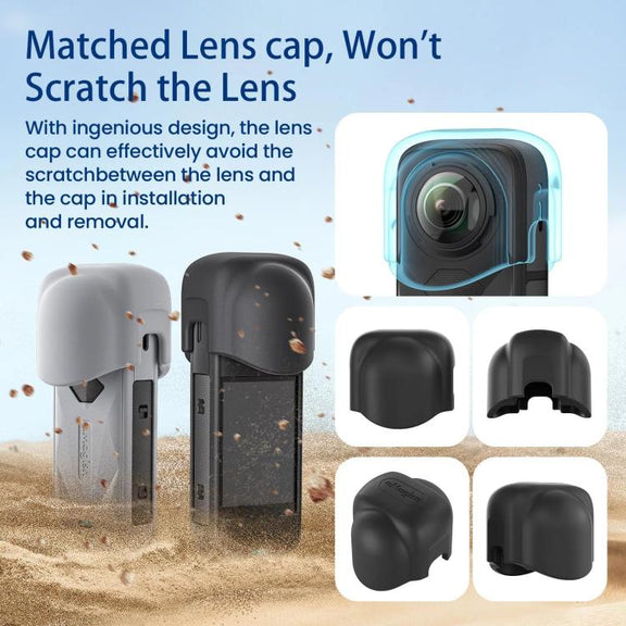 aMagisn Body Case+Lens Cap For Insta360 X5 Action Camera Protective Accessories Gray