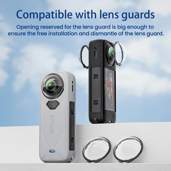 aMagisn Body Case+Lens Cap For Insta360 X5 Action Camera Protective Accessories Gray