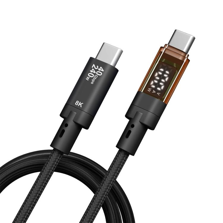 QGeeM USB4 Type-C PD 240W Fast Charging Cable With Digital Display, 40Gbps Data Transfer, 8K 60Hz Video Output For Laptop/Phone/Tablet 1m - free shipping - PMc TechLife - Order now!