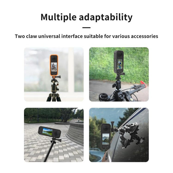 For Insta360 X5 360 Camera CQT Expandable Protective Cage Shockproof Case Horizontal Black