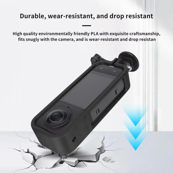 For Insta360 X5 360 Camera CQT Expandable Protective Cage Shockproof Case Horizontal Black