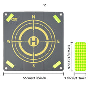 CQT 55cm Universal Reflective Drone Landing Pad Dual-Sided Water-resistant Foldable Mat with Ground Pegs(Two-Tone)
