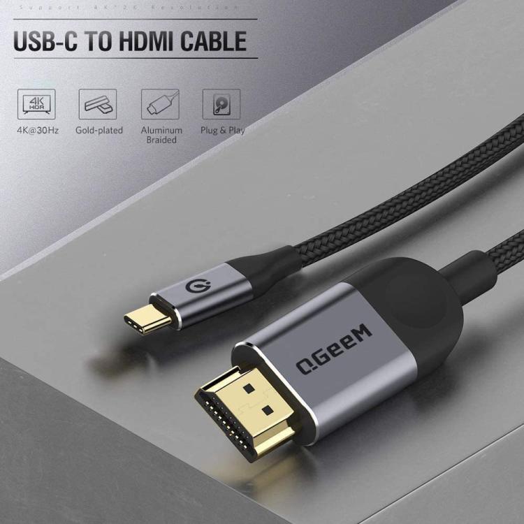QGeeM USB-C/Type-C To HDMI Cable 4K 30Hz For Screen Mirroring & Extended Display, Cable Length: 3m - free shipping - PMC Jewellery - Order now!