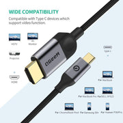 QGeeM USB-C/Type-C To HDMI Cable 4K 30Hz For Screen Mirroring & Extended Display, Cable Length: 1.2m
