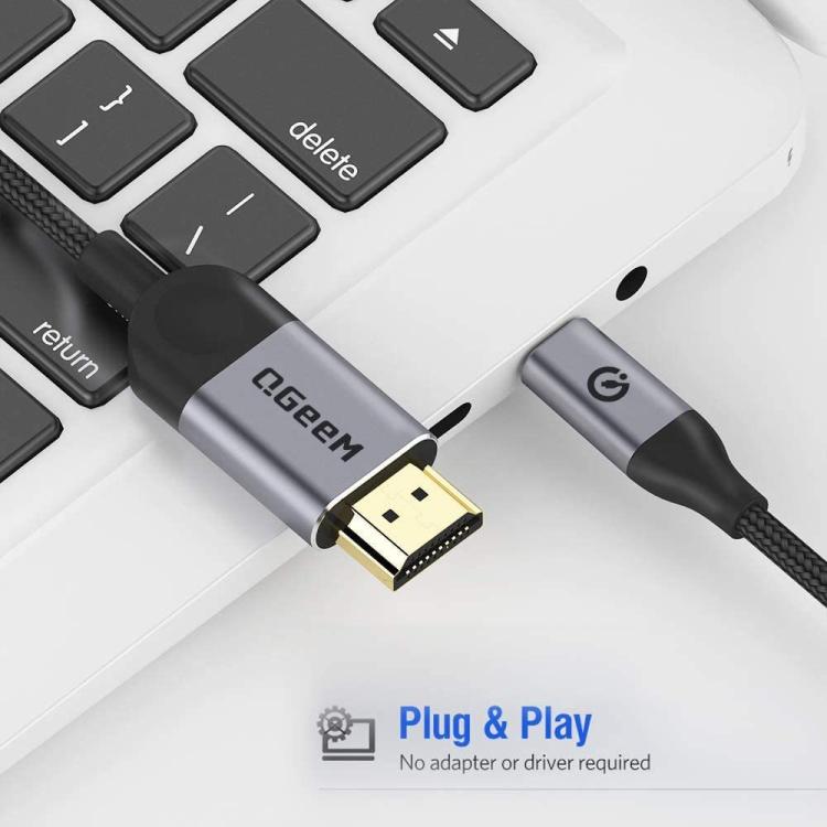 QGeeM USB-C/Type-C To HDMI Cable 4K 30Hz For Screen Mirroring & Extended Display, Cable Length: 1.2m