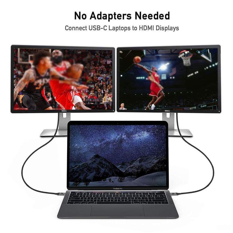 QGeeM USB-C/Type-C To HDMI Cable 4K 30Hz For Screen Mirroring & Extended Display, Cable Length: 1.2m