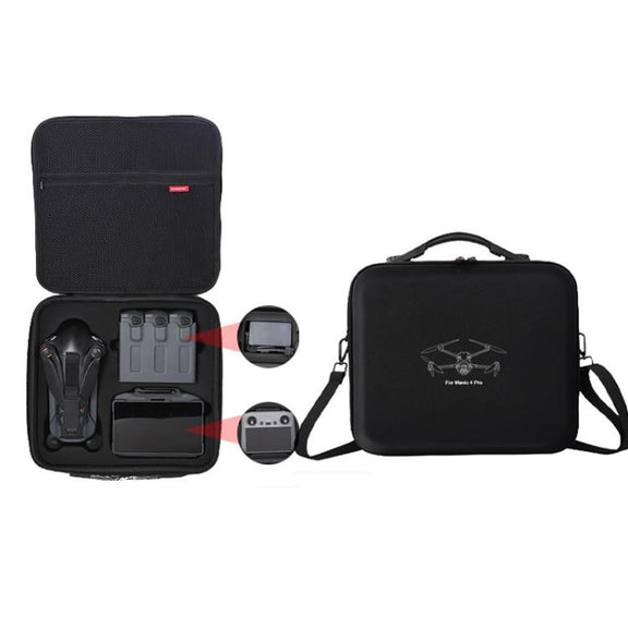 For DJI Mavic 4 Pro Fly More Combo / Creator Combo Carrying Case Durable PU Crossbody Shoulder Bag(Black)