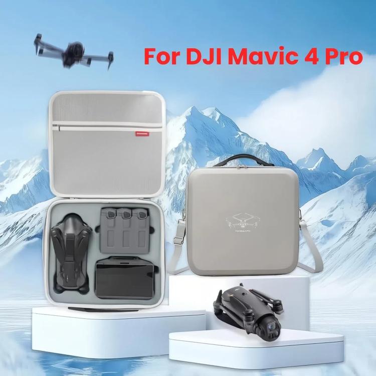 For DJI Mavic 4 Pro Fly More Combo / Creator Combo Carrying Case Durable PU Crossbody Shoulder Bag(Gray)