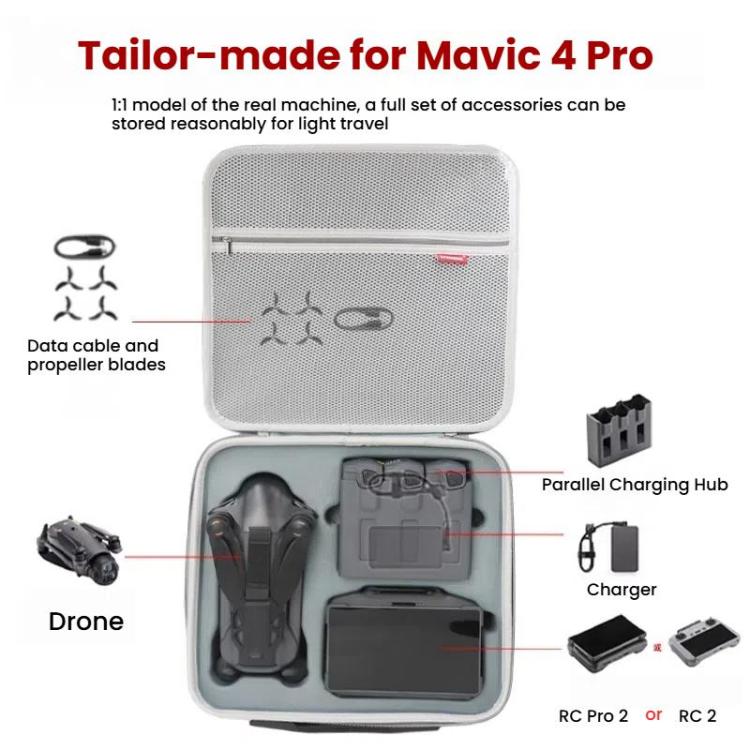 For DJI Mavic 4 Pro Fly More Combo / Creator Combo Carrying Case Durable PU Crossbody Shoulder Bag(Black)