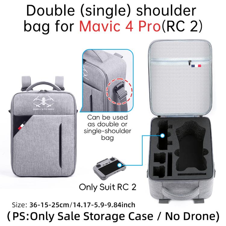 For DJI Mavic 4 Pro / RC 2 Backpack Shoulder Bag EVA Carrying Case(Gray) - free shipping - PMC TechLife - Order now!