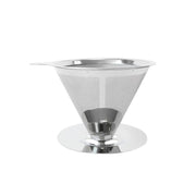 V60 Stainless Steel Coffee Filter with Base for Pour Over Brewing, Spec: 1-4 Cups 600-mesh