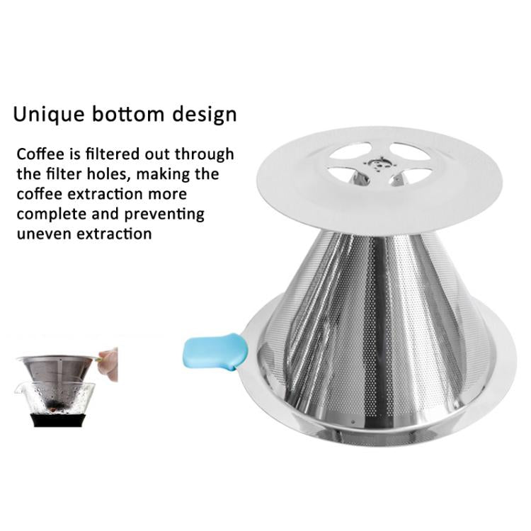 V60 Stainless Steel Coffee Filter with Base for Pour Over Brewing, Spec: 1-4 Cups 600-mesh
