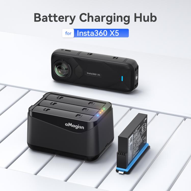 For Insta360 X5 Camera AMagisn Battery Charger Fast Charging Station For 3 Batteries Simultaneously - free shipping - PMC TechLife - Order now!