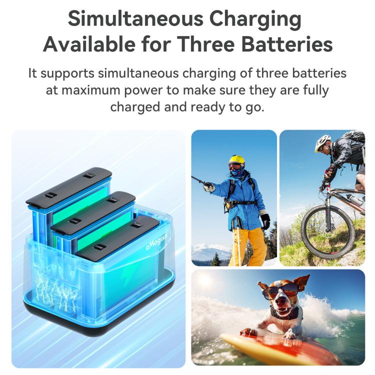 For Insta360 X5 Camera AMagisn Battery Charger Fast Charging Station For 3 Batteries Simultaneously - free shipping - PMC TechLife - Order now!