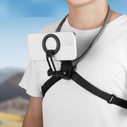Adjustable Magnetic Neck Mount Phone Holder Quick-Release Chest Strap POV Mount For Sports & Vlogging(Black)