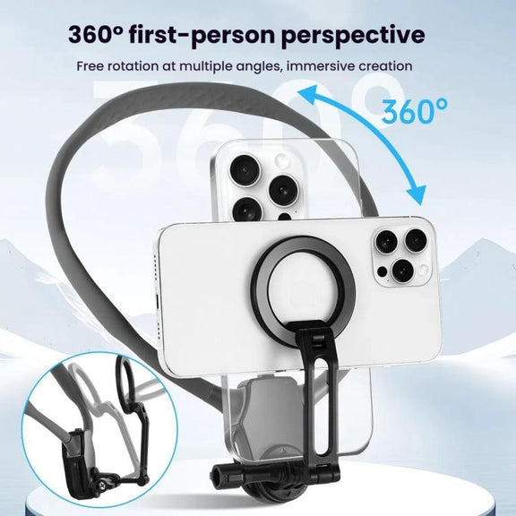Adjustable Magnetic Neck Mount Phone Holder Quick-Release Chest Strap POV Mount For Sports & Vlogging(Black)