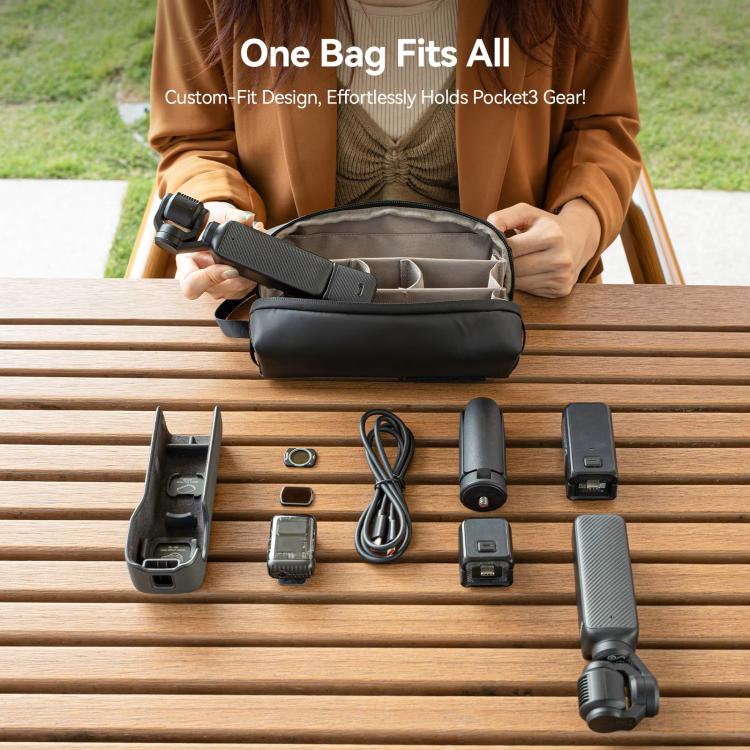 For DJI Osmo Pocket 3 Creator Combo TELESIN Universal Portable Storage Bag Carrying Case(Black)