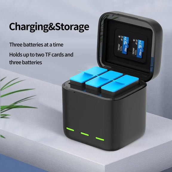 For GoPro HERO13 Black TELESIN 3 Slots Charging Case Compact Storage Box(Black)