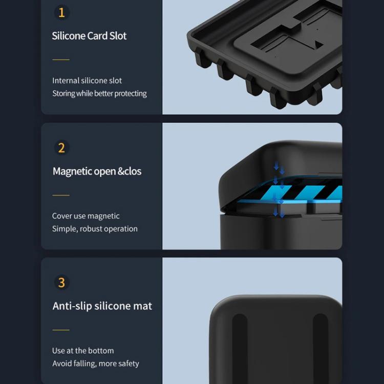 For GoPro HERO13 Black TELESIN 3 Slots Charging Case Compact Storage Box(Black) - free shipping - PMC TechLife - Order now!