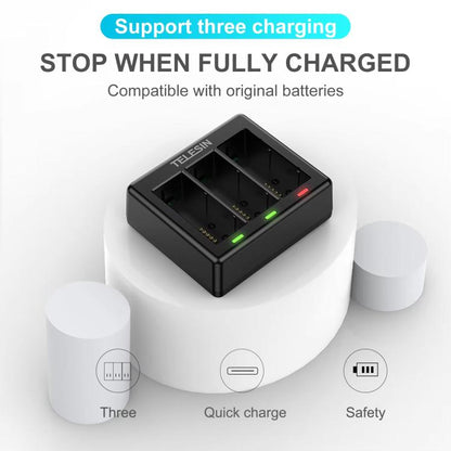 For GoPro HERO13 Black TELESIN 3 Slots Charging Base Action Camera Accessories(Black) - free shipping - PMC Jewellery - Order now!