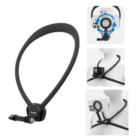 TELESIN Action Camera Neck Holder SE2.0 POV Perspective Bracket With Adjustable Chest Strap(Black) - free shipping - PMC Jewellery - Order now!